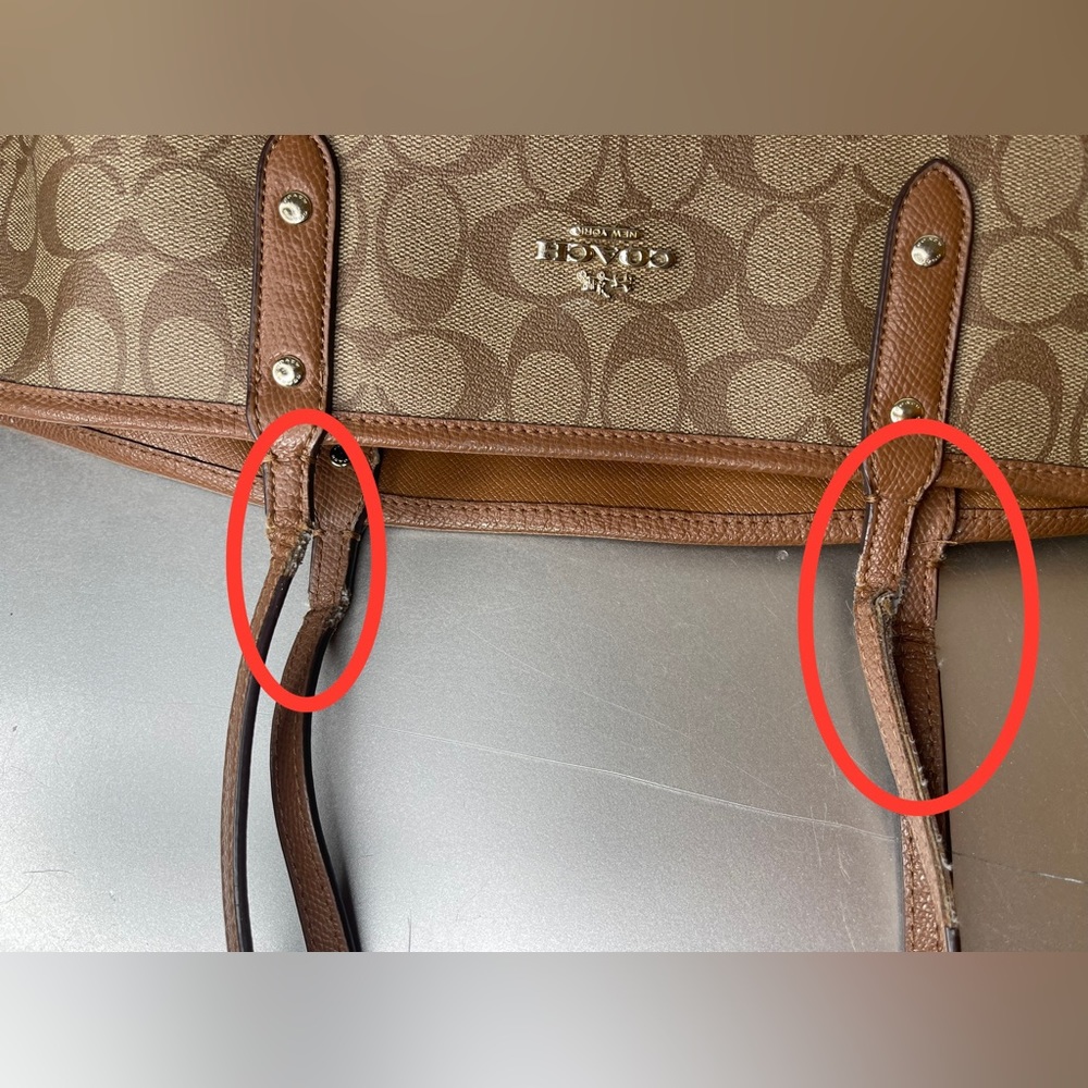 COACH CITY TOTE BROWN MONOGRAM LOGO WITH TAN INTERIOR REVERSIBLE - Picture 5 of 9